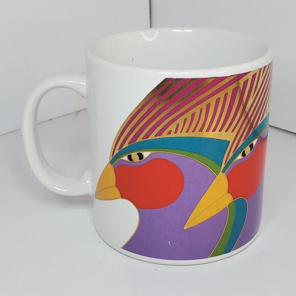 Gorgeous Vintage Laurel Burch Brazilian Birds Coffee Mug 1989 - Picture 1 of 5